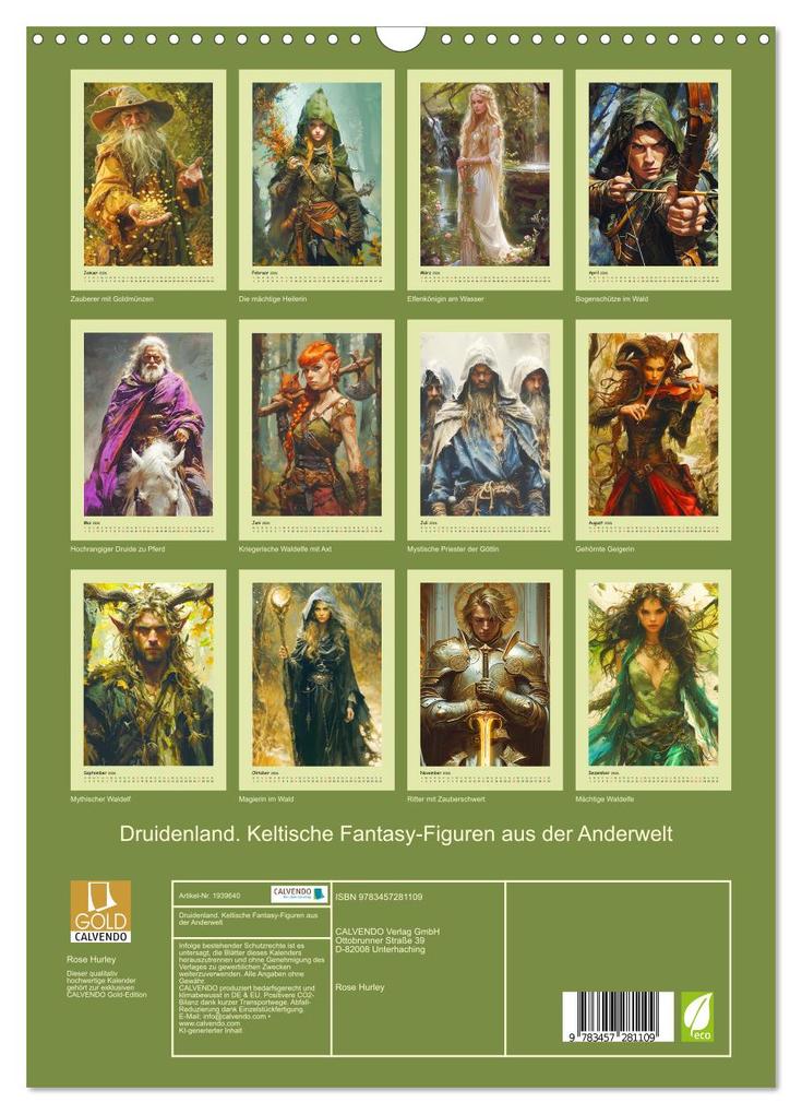 Weitere Ansicht: Druidenland. Keltische Fantasy-Figuren aus der Anderwelt (Wandkalender 2026 DIN A3 hoch), CALVENDO Monatskalender | Rose Hurley, Calvendo