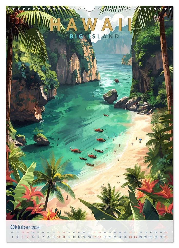 Weitere Ansicht: Hawaii - Old School Poster Style (Wandkalender 2026 DIN A3 hoch), CALVENDO Monatskalender | Val Thoermer, Calvendo