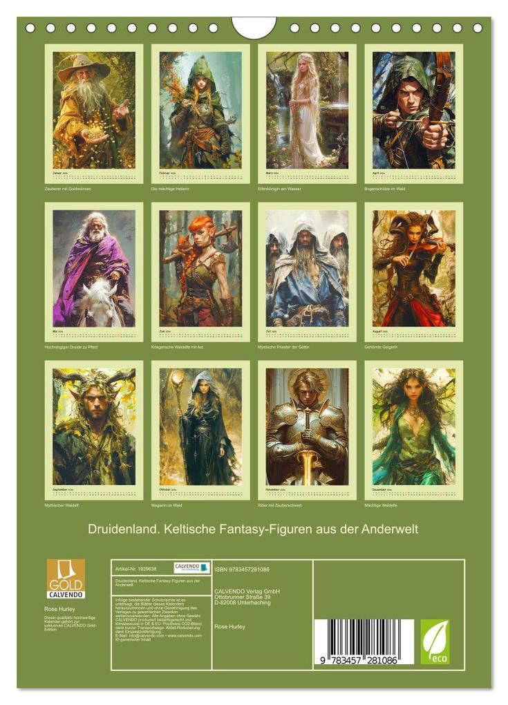 Weitere Ansicht: Druidenland. Keltische Fantasy-Figuren aus der Anderwelt (Wandkalender 2026 DIN A4 hoch), CALVENDO Monatskalender | Rose Hurley, Calvendo