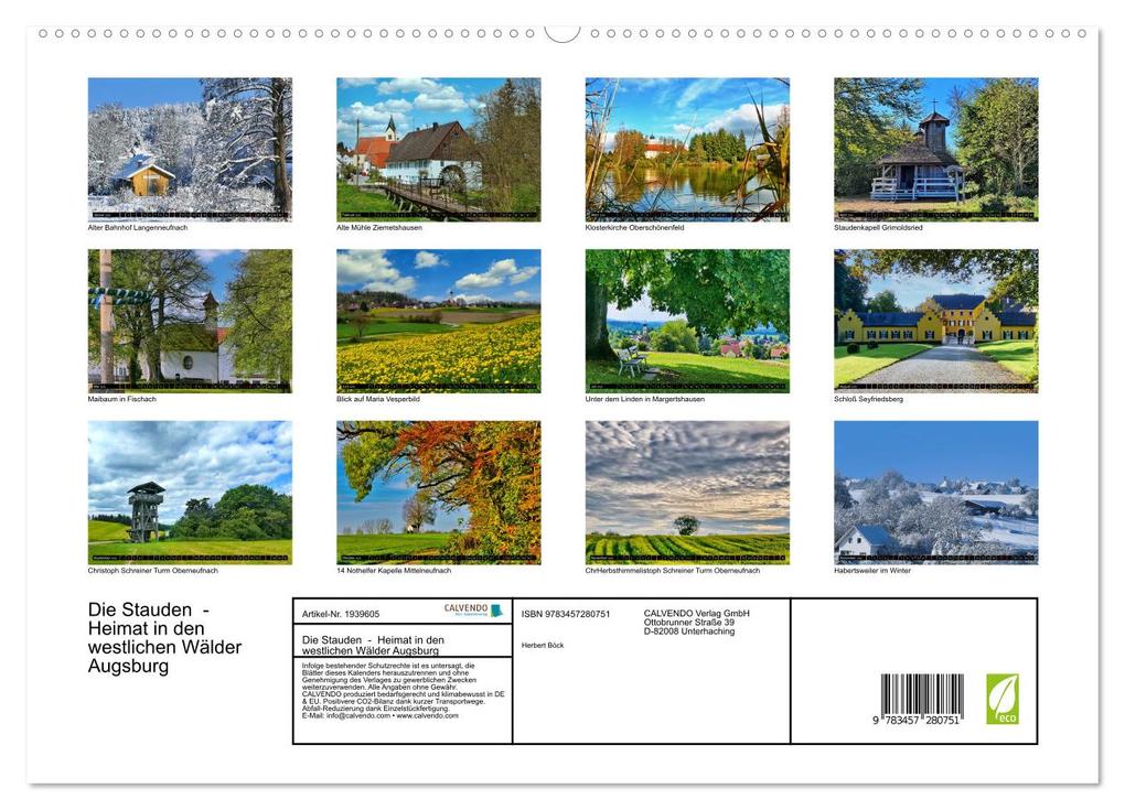 Weitere Ansicht: Die Stauden - Heimat in den westlichen Wälder Augsburg (hochwertiger Premium Wandkalender 2026 DIN A2 quer), Kunstdruck in Hochglanz | Herbert Böck, Calvendo