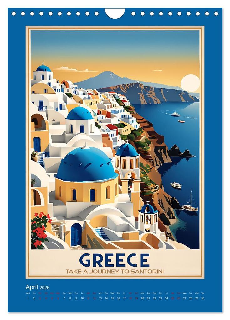Weitere Ansicht: World Travel Posters - Nostalgic Trip Around the Globe (Wall Calendar 2026 DIN A4 portrait), CALVENDO 12 Month Wall Calendar | Calvendo, Renate Utz