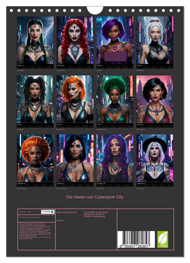 Weitere Ansicht: Die Hexen von Cyberpunk City (Wandkalender 2026 DIN A4 hoch), CALVENDO Monatskalender | Sabine Heiland, Calvendo