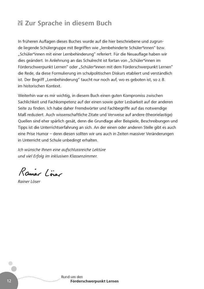 Weitere Ansicht: Rund um den Förderschwerpunkt Lernen | Rainer Löser