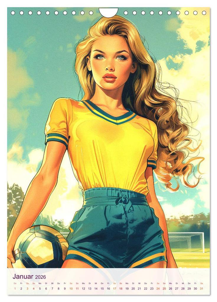 Weitere Ansicht: Frauenfußball - Old School Poster Style (Wandkalender 2026 DIN A4 hoch), CALVENDO Monatskalender | Val Thoermer, Calvendo