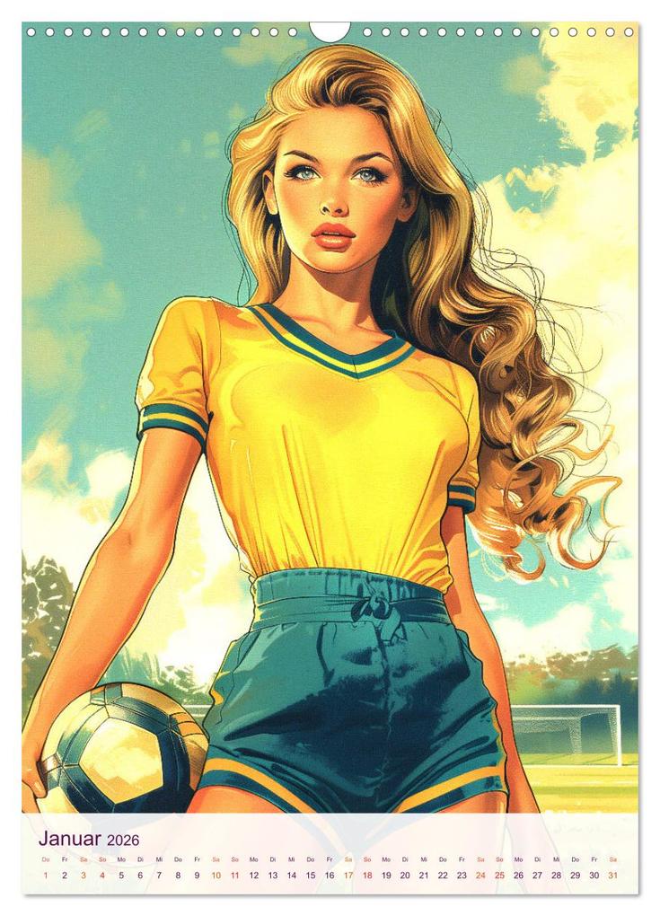 Weitere Ansicht: Frauenfußball - Old School Poster Style (Wandkalender 2026 DIN A3 hoch), CALVENDO Monatskalender | Val Thoermer, Calvendo