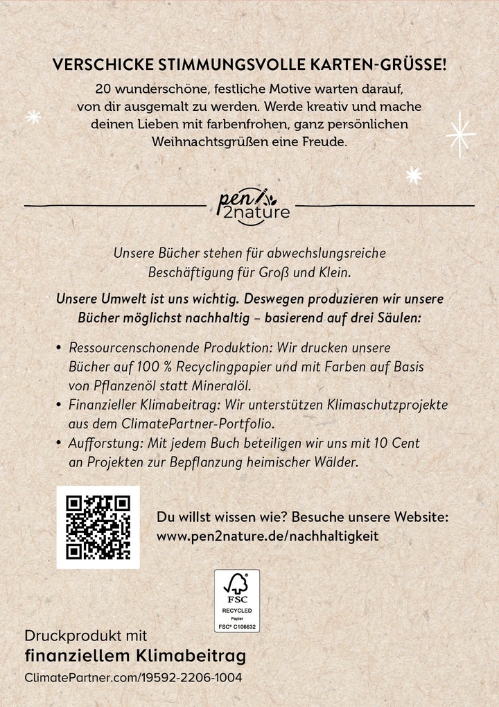 Weitere Ansicht: Frohe Weihnachten I 20 Ausmal-Postkarten