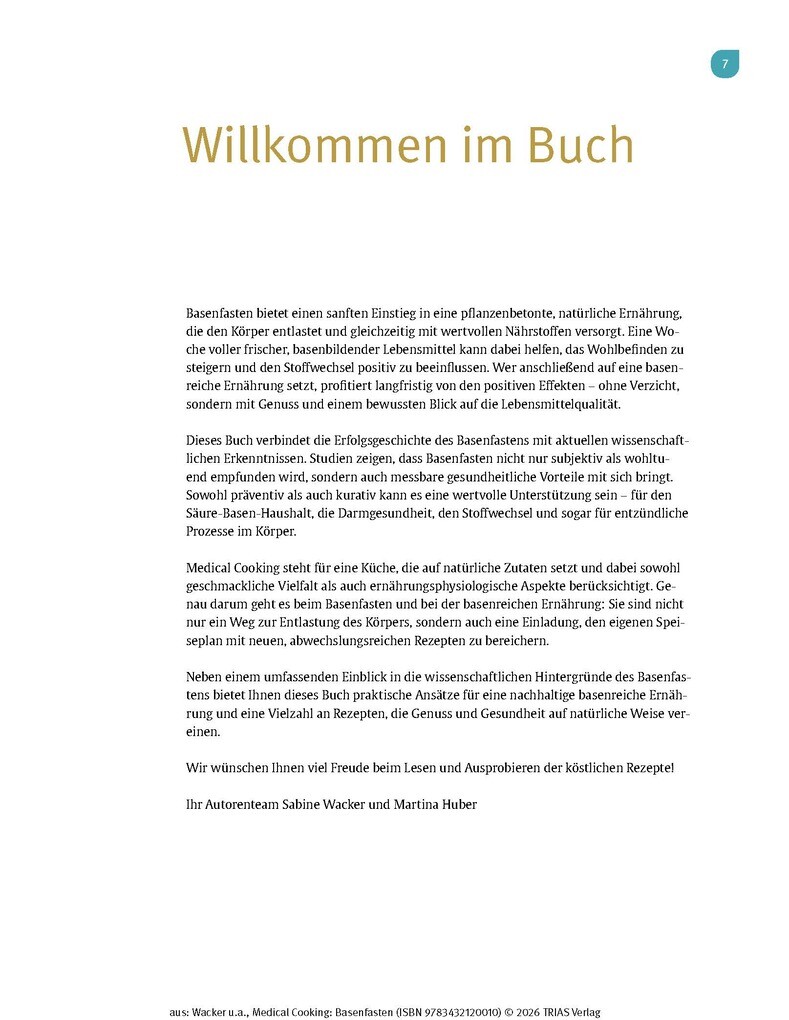 Weitere Ansicht: Medical Cooking: Basenfasten | Sabine Wacker, Martina Huber