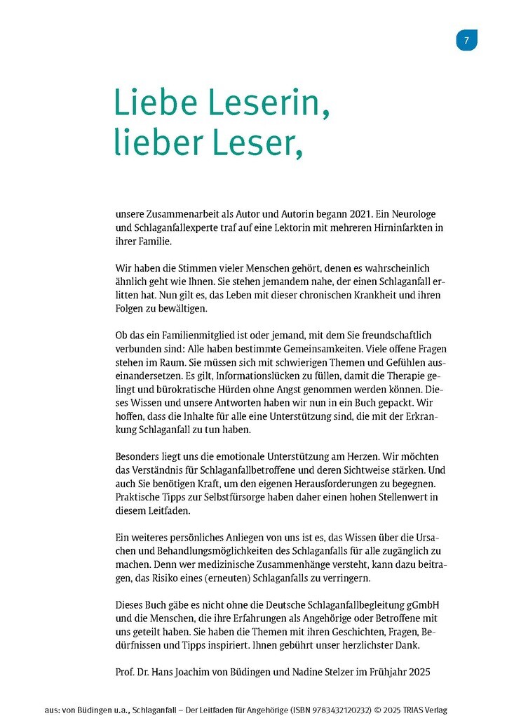 Weitere Ansicht: Schlaganfall - Der Leitfaden für Angehörige | Hans Joachim von Büdingen