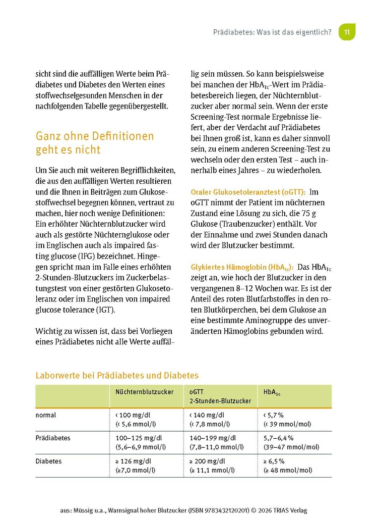 Weitere Ansicht: Warnsignal hoher Blutzucker | Karsten Müssig, Andrea Stallmann, Marlen Harms