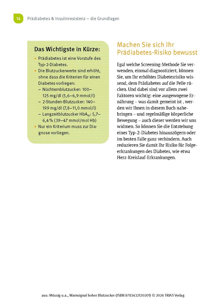 Weitere Ansicht: Warnsignal hoher Blutzucker | Karsten Müssig, Andrea Stallmann, Marlen Harms