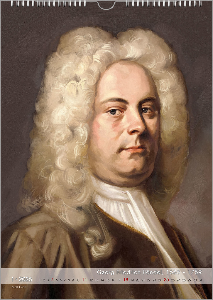 Weitere Ansicht: Komponisten-Kalender, ein Musik-Kalender 2026, DIN A4 | Peter Bach jr.