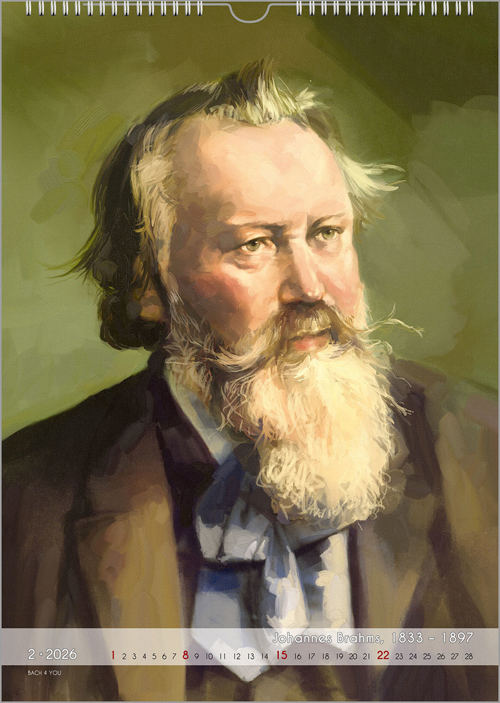 Weitere Ansicht: Komponisten-Kalender, ein Musik-Kalender 2026, DIN A4 | Peter Bach jr.