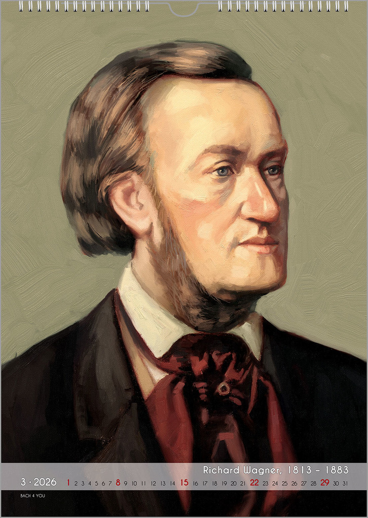 Weitere Ansicht: Komponisten-Kalender, ein Musik-Kalender 2026, DIN A4 | Peter Bach jr.