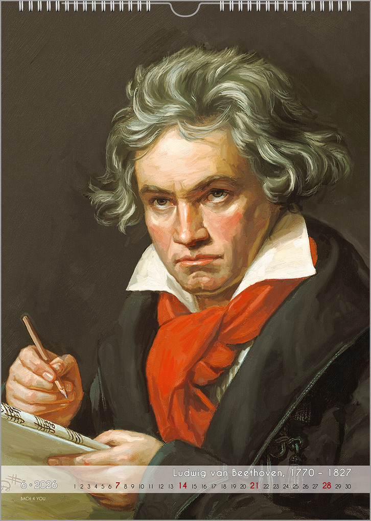 Weitere Ansicht: Komponisten-Kalender, ein Musik-Kalender 2026, DIN A4 | Peter Bach jr.