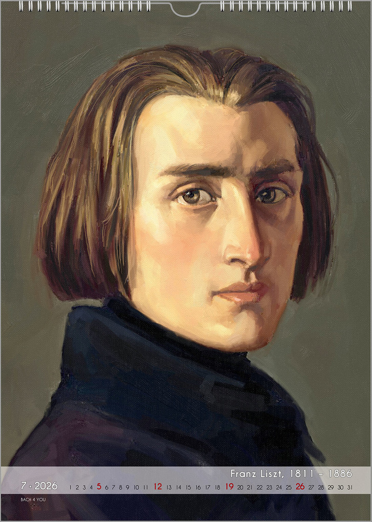 Weitere Ansicht: Komponisten-Kalender, ein Musik-Kalender 2026, DIN A4 | Peter Bach jr.