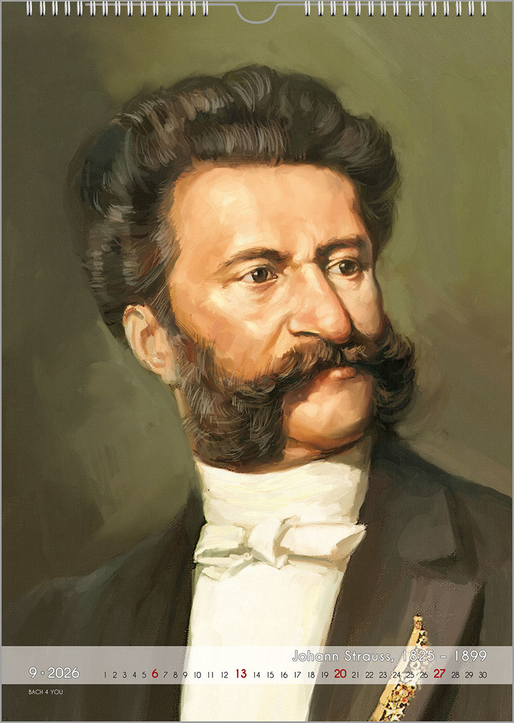 Weitere Ansicht: Komponisten-Kalender, ein Musik-Kalender 2026, DIN A4 | Peter Bach jr.