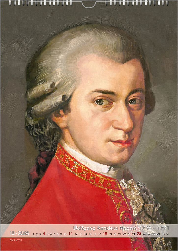 Weitere Ansicht: Komponisten-Kalender, ein Musik-Kalender 2026, DIN A4 | Peter Bach jr.