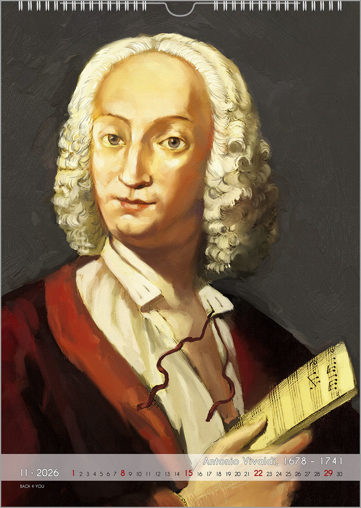 Weitere Ansicht: Komponisten-Kalender, ein Musik-Kalender 2026, DIN A4 | Peter Bach jr.