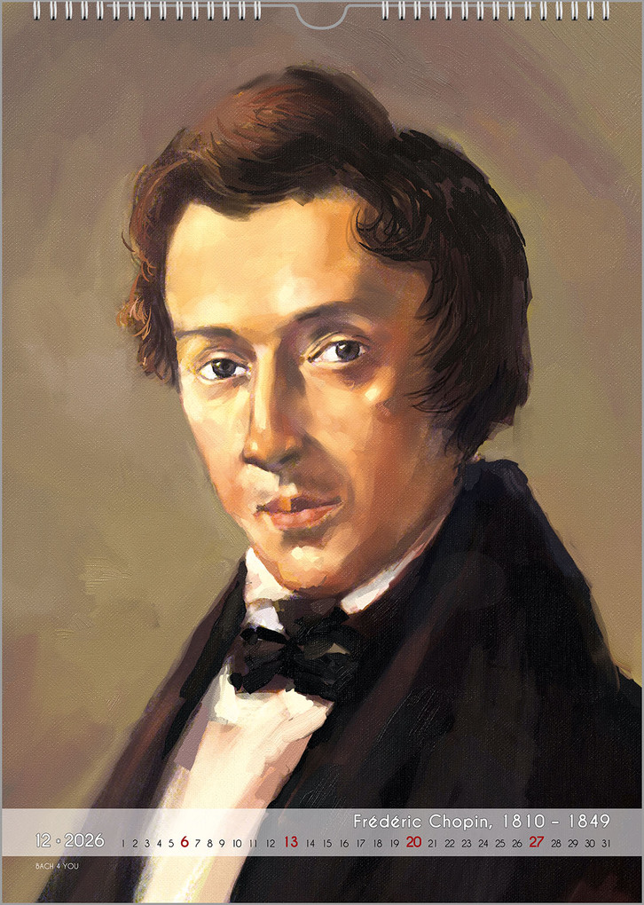 Weitere Ansicht: Komponisten-Kalender, ein Musik-Kalender 2026, DIN A4 | Peter Bach jr.