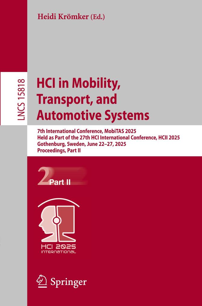 Produktbild: HCI in Mobility, Transport, and Automotive Systems