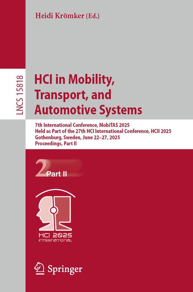 Produktbild: HCI in Mobility, Transport, and Automotive Systems
