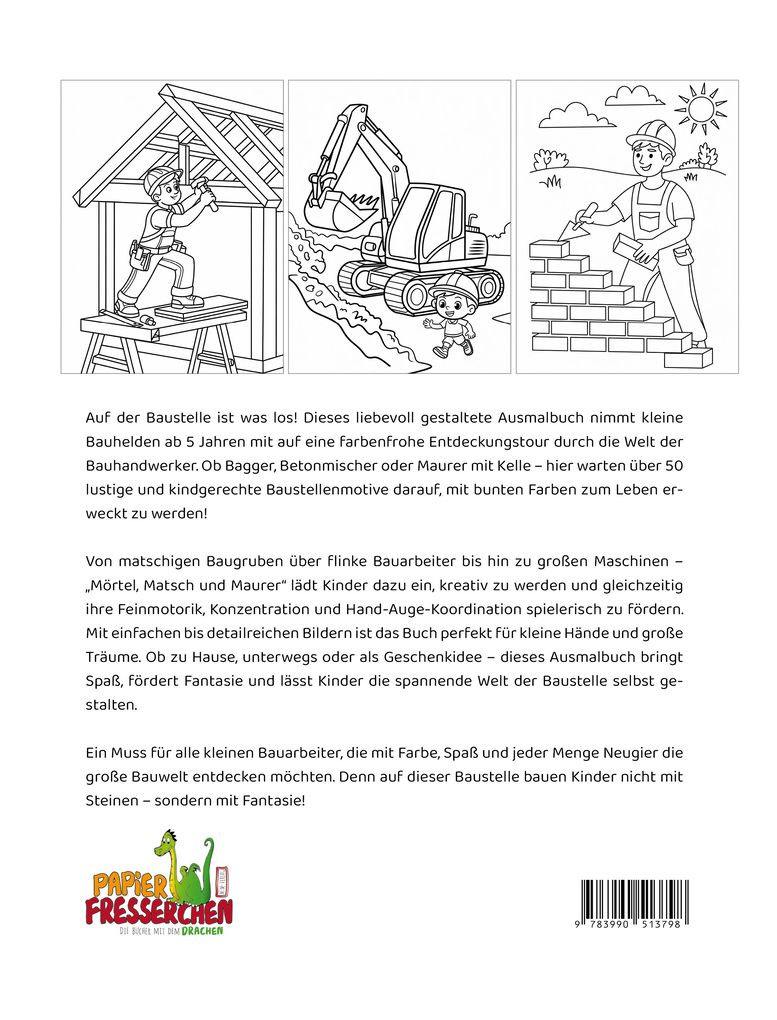Weitere Ansicht: Mörtel, Matsch und Maurer - Ausmalbuch für kleine Bauarbeiter | Nanja Holland