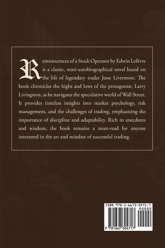 Weitere Ansicht: Reminiscences of a Stock Operator | Edwin Lefevre