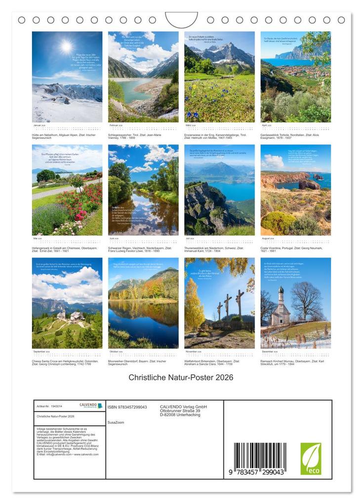 Weitere Ansicht: Christliche Natur-Poster 2026 (Wandkalender 2026 DIN A4 hoch), CALVENDO Monatskalender | SusaZoom SusaZoom, Calvendo, SusaZoom