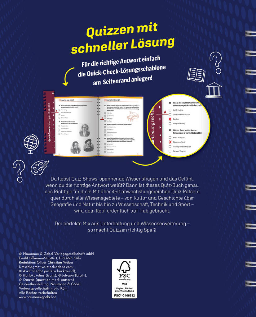 Weitere Ansicht: Quizbuch mit Lösungsschablone Allgemeinwissen