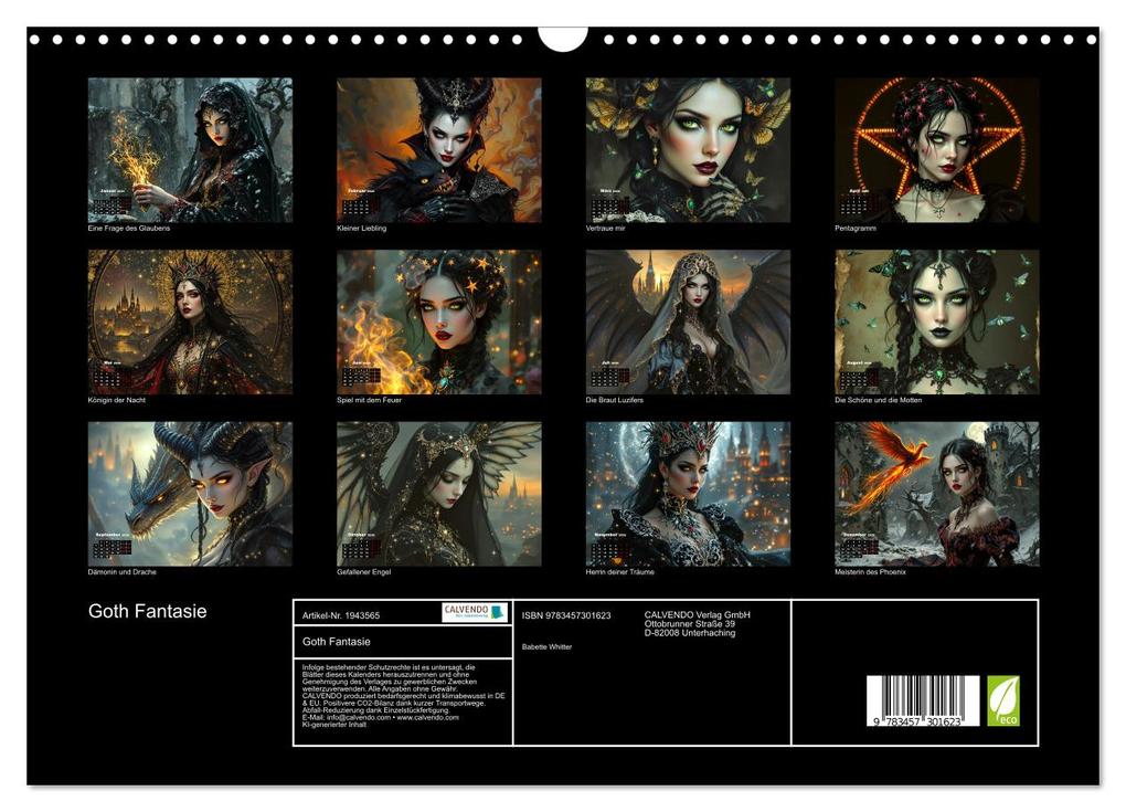Weitere Ansicht: Goth Fantasie (Wandkalender 2026 DIN A3 quer), CALVENDO Monatskalender | Calvendo