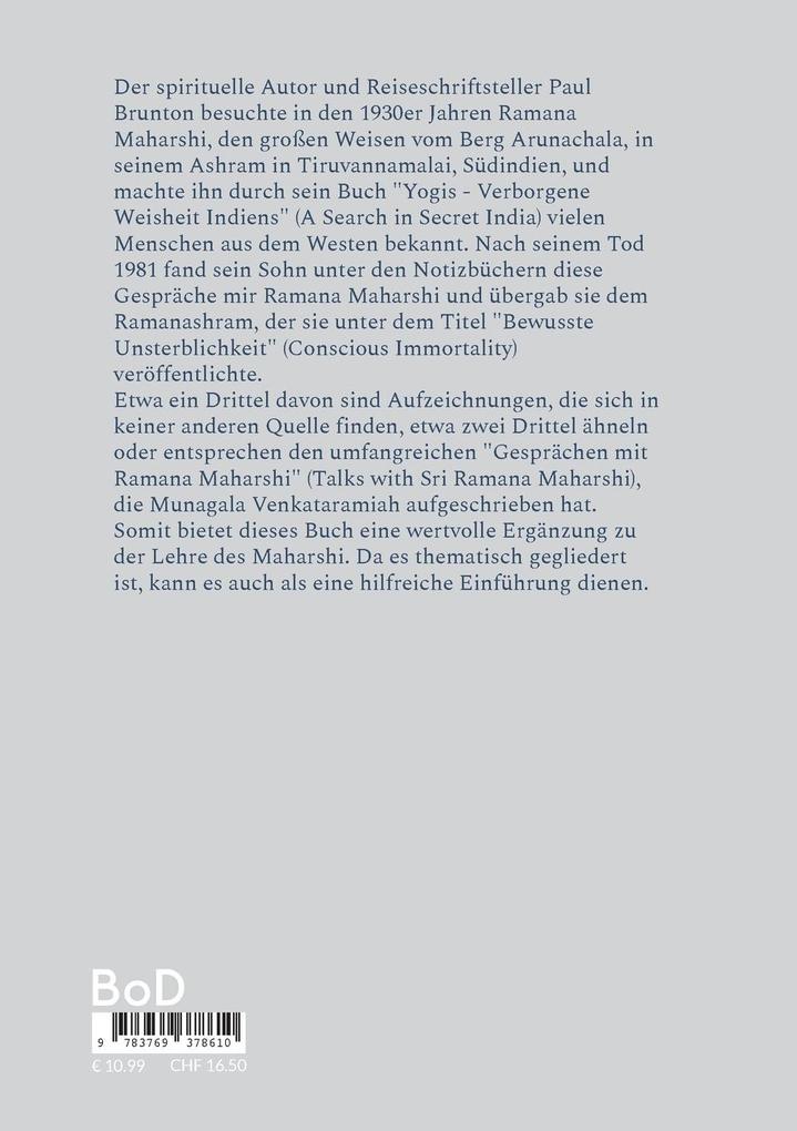 Weitere Ansicht: Bewusste Unsterblichkeit | Paul Brunton, Venkataramiah Munagala