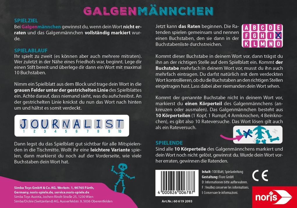 Weitere Ansicht: Galgenmännchen - Spielblock