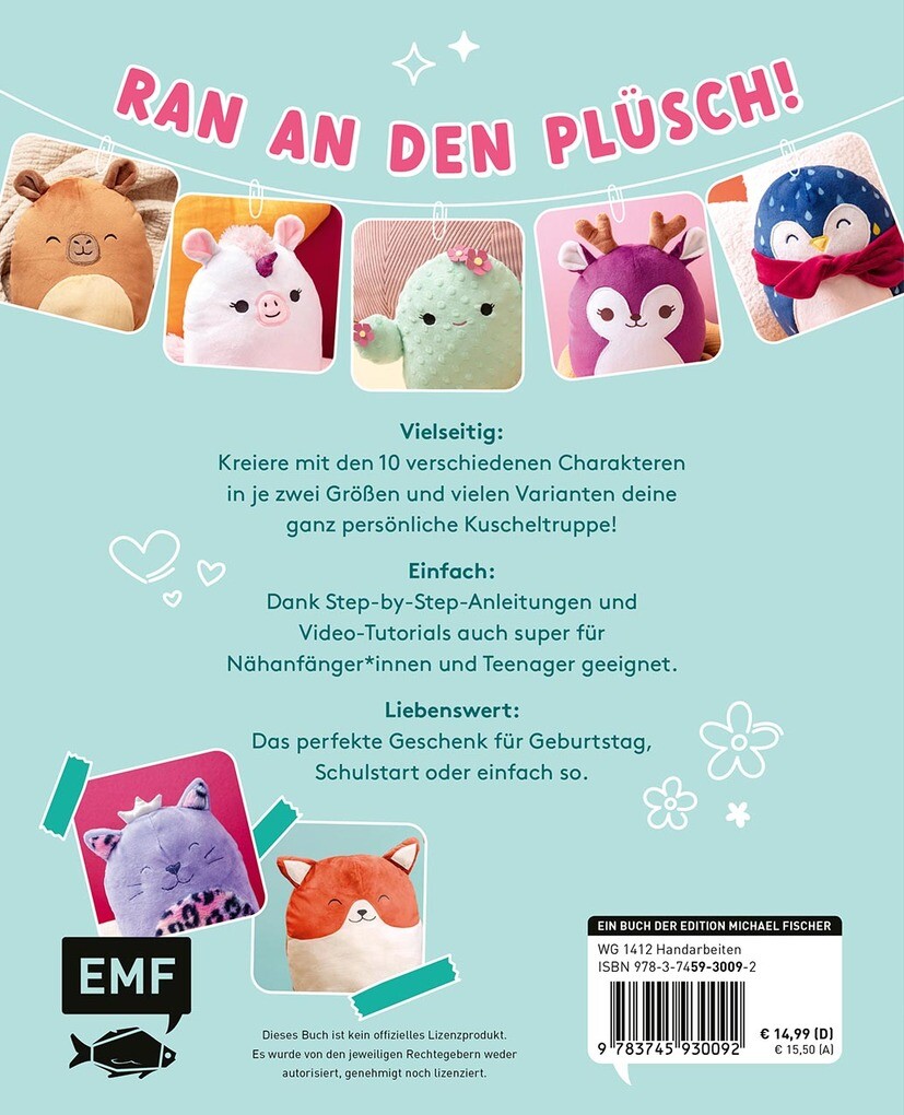Weitere Ansicht: So squishy nähen: Niedliche Plüschtiere in groß und klein für Squishmallow-Fans mit @mommymade | Sarah Scherer