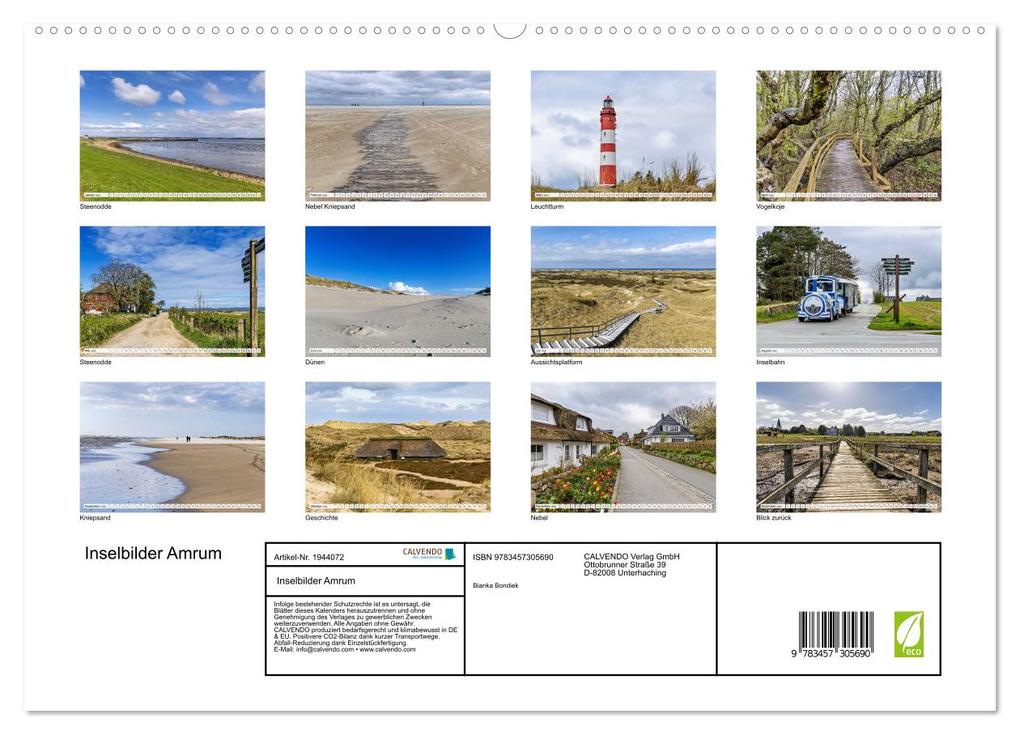 Weitere Ansicht: Inselbilder Amrum (hochwertiger Premium Wandkalender 2026 DIN A2 quer), Kunstdruck in Hochglanz | Bianka Bondiek, Calvendo