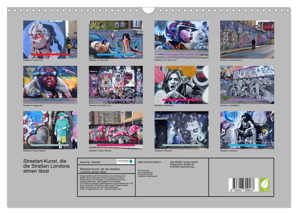 Weitere Ansicht: Streetart-Kunst, die die Straßen Londons atmen lässt (Wandkalender 2026 DIN A3 quer), CALVENDO Monatskalender | Pia Thauwald, Calvendo