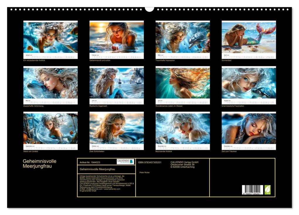 Weitere Ansicht: Geheimnisvolle Meerjungfrau (Wandkalender 2026 DIN A2 quer), CALVENDO Monatskalender | Peter Roder, Calvendo