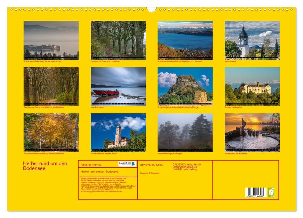 Weitere Ansicht: Herbst rund um den Bodensee (Wandkalender 2026 DIN A2 quer), CALVENDO Monatskalender | Giuseppe Di Domenico, Calvendo
