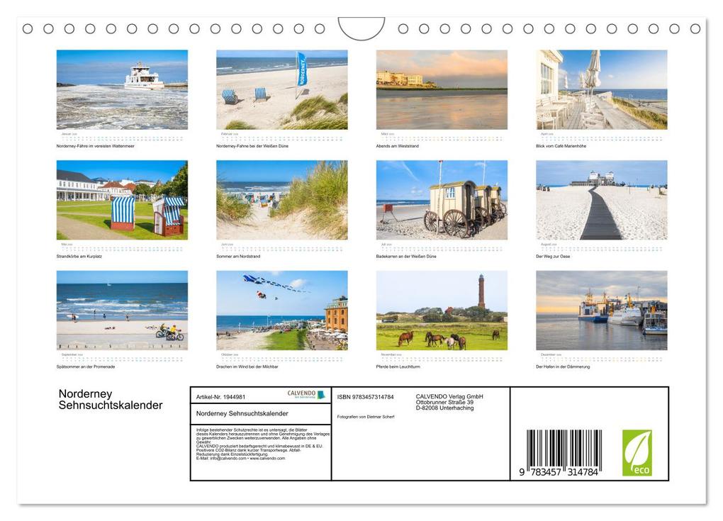 Weitere Ansicht: Norderney Sehnsuchtskalender (Wandkalender 2026 DIN A4 quer), CALVENDO Monatskalender | Dietmar Scherf, Calvendo