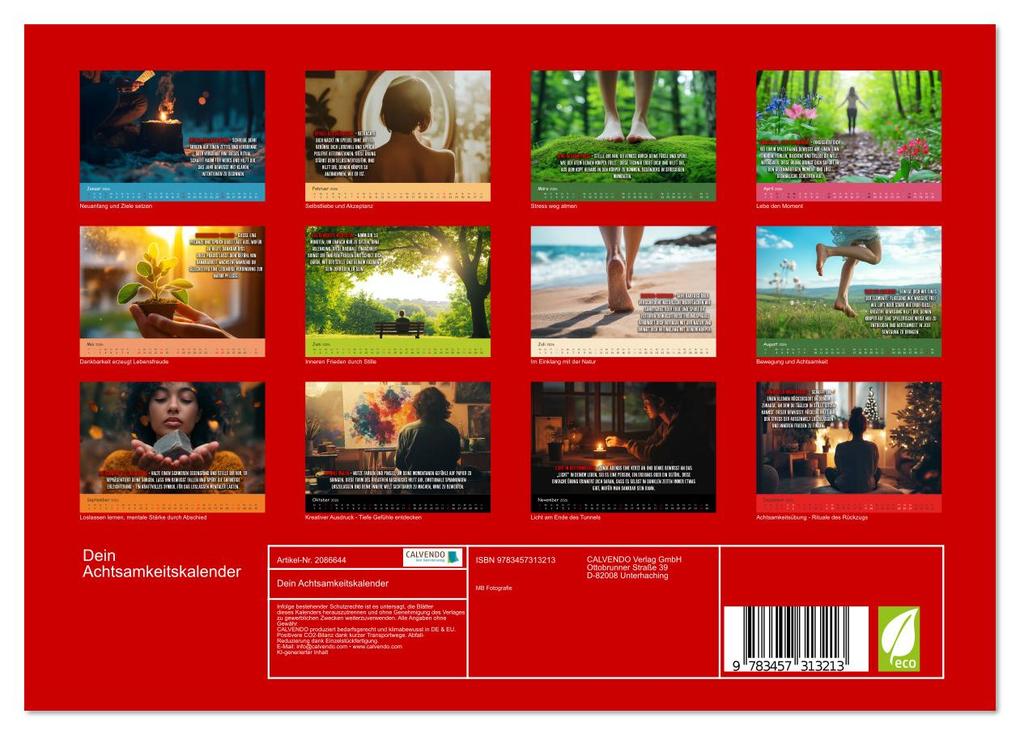 Weitere Ansicht: Dein Achtsamkeitskalender (Wandkalender 2026 DIN A4 quer), CALVENDO Monatskalender | MB Fotografie, Calvendo
