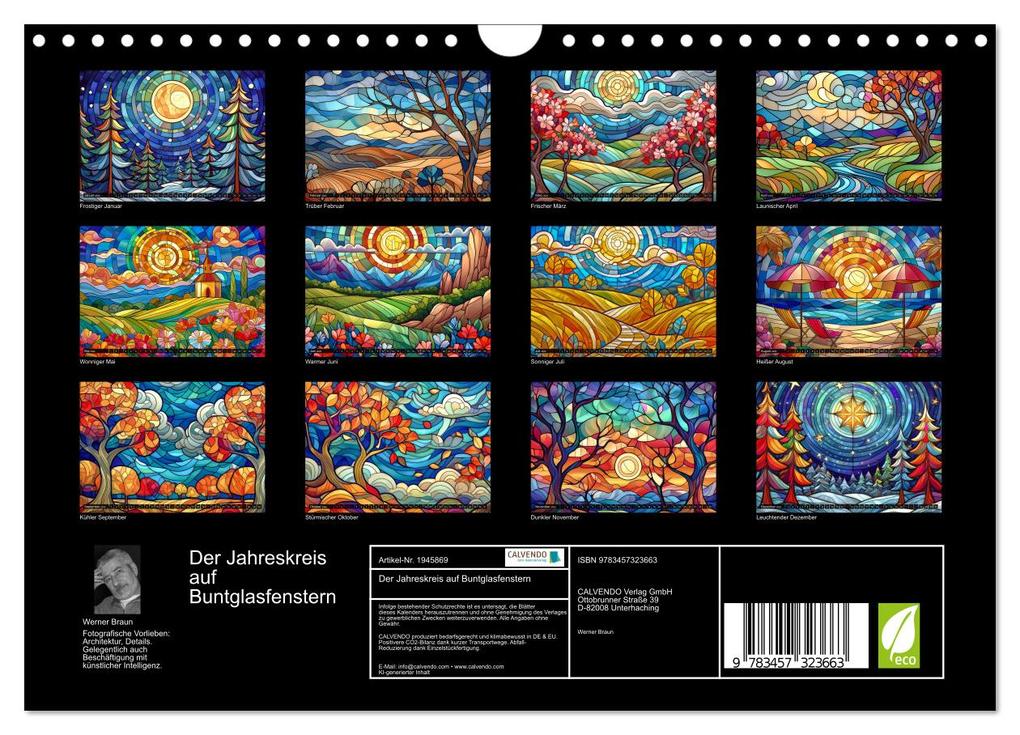 Weitere Ansicht: Der Jahreskreis auf Buntglasfenstern (Wandkalender 2026 DIN A4 quer), CALVENDO Monatskalender | Werner Braun, Calvendo