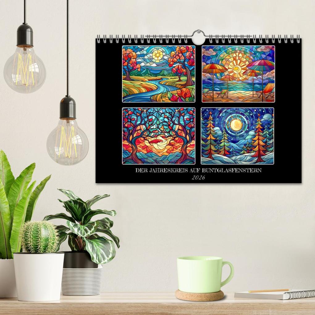 Weitere Ansicht: Der Jahreskreis auf Buntglasfenstern (Wandkalender 2026 DIN A4 quer), CALVENDO Monatskalender | Werner Braun, Calvendo