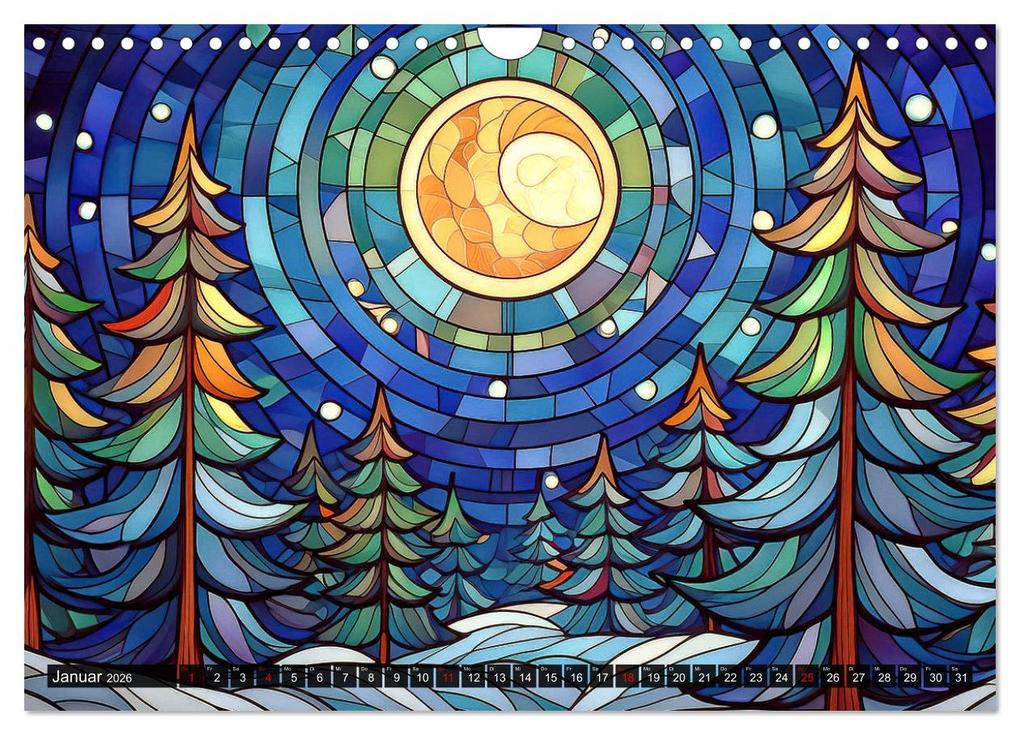 Weitere Ansicht: Der Jahreskreis auf Buntglasfenstern (Wandkalender 2026 DIN A4 quer), CALVENDO Monatskalender | Werner Braun, Calvendo