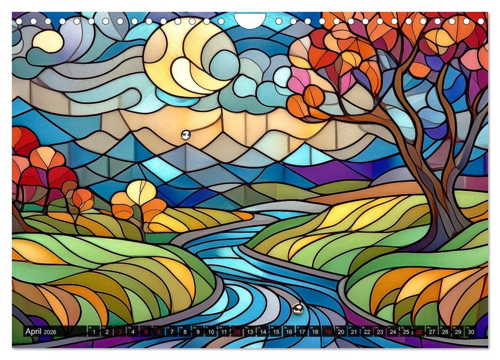 Weitere Ansicht: Der Jahreskreis auf Buntglasfenstern (Wandkalender 2026 DIN A4 quer), CALVENDO Monatskalender | Werner Braun, Calvendo