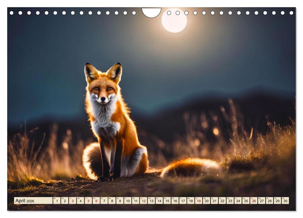 Weitere Ansicht: Heimische Tiere im Mondlicht (Wandkalender 2026 DIN A4 quer), CALVENDO Monatskalender | Claudia Kleemann, Calvendo