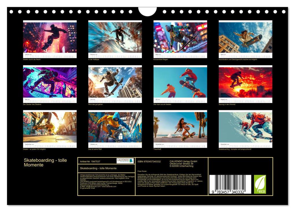 Weitere Ansicht: Skateboarding - tolle Momente (Wandkalender 2026 DIN A4 quer), CALVENDO Monatskalender | Calvendo, Peter Roder