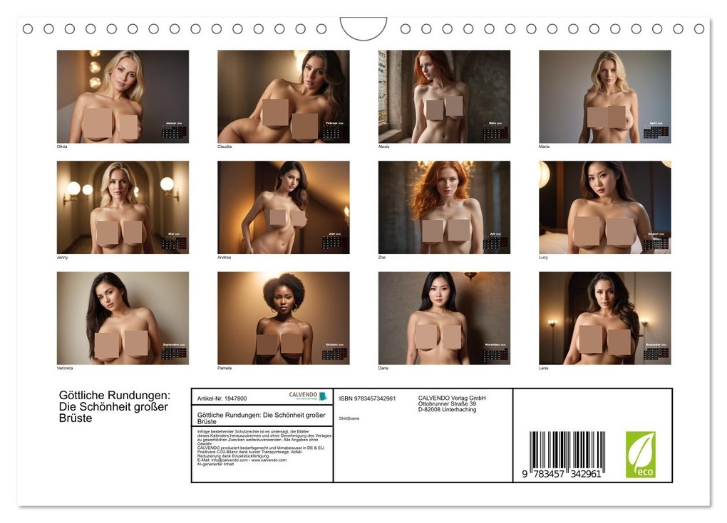 Weitere Ansicht: Göttliche Rundungen: Die Schönheit großer Brüste (Wandkalender 2026 DIN A4 quer), CALVENDO Monatskalender | ShirtScene ShirtScene, Calvendo, ShirtScene