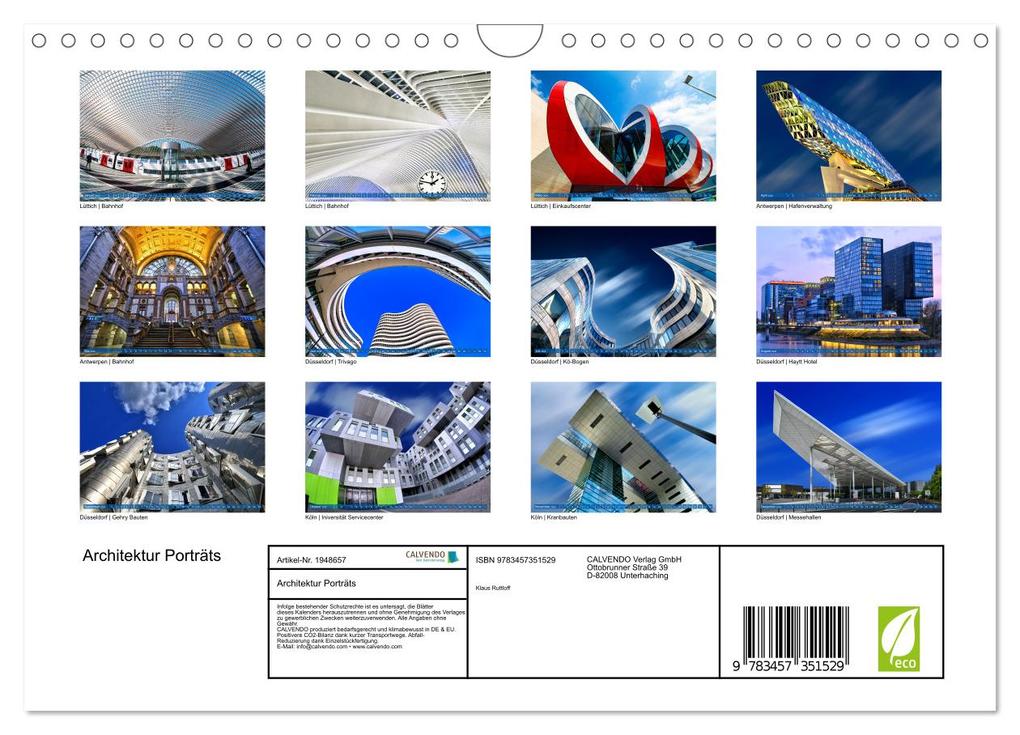 Weitere Ansicht: Architektur Porträts (Wandkalender 2026 DIN A4 quer), CALVENDO Monatskalender | Calvendo, Klaus Ruttloff