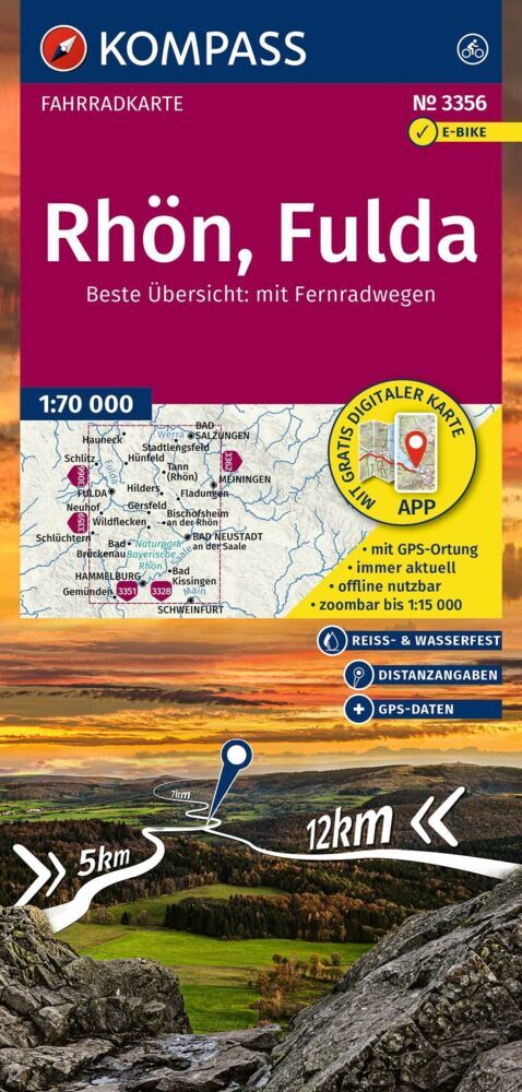 Produktbild: KOMPASS Fahrradkarte 3356 Rhön, Fulda 1:70.000