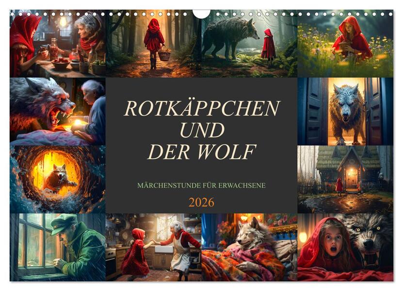 Produktbild: Rotkäppchen und der Wolf (Wandkalender 2026 DIN A3 quer), CALVENDO Monatskalender | Dirk Meutzner, Calvendo