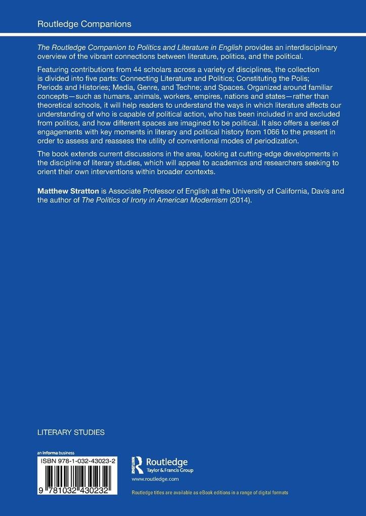 Weitere Ansicht: The Routledge Companion to Politics and Literature in English